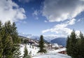 Les arcs french alps ski resort and mountains in france Royalty Free Stock Photo