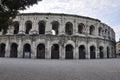 Les Arenes old Roman Amphitheater for Gladiator combats and animals hunter from Nimes France Royalty Free Stock Photo