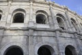 Les Arenes old Roman building details for Gladiator combats and animals hunter from Nimes France Royalty Free Stock Photo