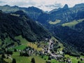 Les Avants village and Col de Jaman from above Royalty Free Stock Photo