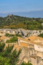 Les Baux rock buildings, created during stone age, in europe Royalty Free Stock Photo