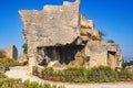 Les Baux rock buildings and larger gathering areas, built during stone age, in europe Royalty Free Stock Photo