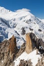 Les Cosmiques and Dome du Gouter Royalty Free Stock Photo