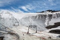 Les deux Alpes snowsports resort with year-round snow covering and skiable glacier at 3600 m altitude in summer Royalty Free Stock Photo