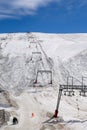 Les deux Alpes snowsports resort with year-round snow covering and skiable glacier at 3600 m altitude in summer Royalty Free Stock Photo