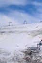 Les deux Alpes snowsports resort with year-round snow covering and skiable glacier at 3600 m altitude in summer Royalty Free Stock Photo