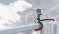 LES DIABLERETS, SWITZERLAND - JULY 22, 2015: Closeup of GoPro He