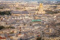 Les Invalides and parisian roofs at golden sunrise Paris, France