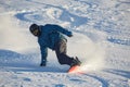 Snowboarding in fresh powder snow