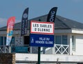 Les Sables d Olonne town sign and Vendee globe yatch race logo