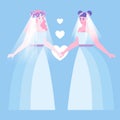 Two lesbian brides holing hands Royalty Free Stock Photo