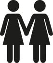 Lesbian couple hand in hand icon