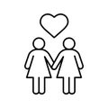 Lesbian couple linear icon