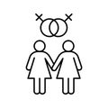 Lesbian couple linear icon