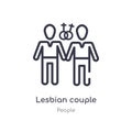 lesbian couple outline icon. isolated line vector illustration from people collection. editable thin stroke lesbian couple icon on