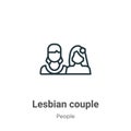 Lesbian couple outline vector icon. Thin line black lesbian couple icon, flat vector simple element illustration from editable