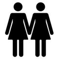 Lesbian couple silhouette, vector illustration Royalty Free Stock Photo