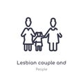 lesbian couple and son outline icon. isolated line vector illustration from people collection. editable thin stroke lesbian couple