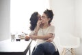 Lesbian Couple Together Indoors Concept Royalty Free Stock Photo