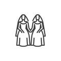 Lesbian couple wedding line icon Royalty Free Stock Photo