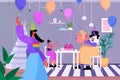 lesbian female parents celebrating birthday party with little daughter lgbt pride parade transgender love concept