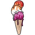 Cute lesbian ice cream cone cartoon vector illustration motif set. LGBTQ sweet treat elements for pride blog. Tasty Royalty Free Stock Photo