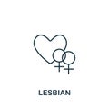 Lesbian icon. Line simple Lgbt icon for templates, web design and infographics