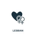 Lesbian icon. Monochrome simple Lgbt icon for templates, web design and infographics