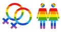 Lesbian icons, rainbow, vector illustration