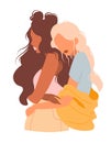 Lesbian interracial couple. Homosexual freedom love partners and relationships. Two young womens hug each other. LGBT