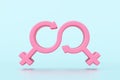 Lesbian or LGBT female symbol pink sex gender infinity concept. husband and wife same sex marriage. lover married couple sexual. Royalty Free Stock Photo