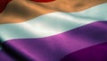 Lesbian love Pride Flag Rainbow flag video waving in wind. Lesbian Flag background. 4K