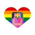 Lesbian Lovers in heart. Couple Two girls. LGBT Love sign symbol Royalty Free Stock Photo