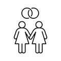 Lesbian marriage linear icon