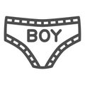 Lesbian panties line icon, LGBT cloth concept, Women bikini sign on white background, female underwear with text boy