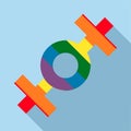 Lesbian rainbow sign icon, flat style