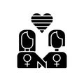 Lesbian relationship logo black glyph icon