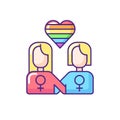 Lesbian relationship logo RGB color icon