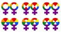 Lesbian Symbol Collection in Rainbow Color Illustration. Vector Rainbow Homosexual Gender Sign