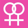 Lesbian Symbol in Pink Color Background. Lesbian Sexual Orientation Icon. Vector Homosexual Gender Sign