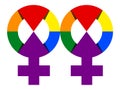 Lesbian Symbol in Rainbow Color Illustration. Vector Rainbow Homosexual Gender Sign