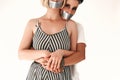 Lesbians couple having their mouths taped shut to protest against web censors Royalty Free Stock Photo