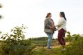 Lesbians dancing outdoors