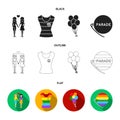 Lesbians, dress, balls, gay parade. Gay set collection icons in black,flat,outline style vector symbol stock