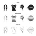 Lesbians, dress, balls, gay parade. Gay set collection icons in black,monochrome,outline style vector symbol stock