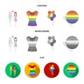 Lesbians, dress, balls, gay parade. Gay set collection icons in cartoon,flat,monochrome style vector symbol stock