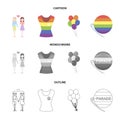 Lesbians, dress, balls, gay parade. Gay set collection icons in cartoon,outline,monochrome style vector symbol stock