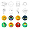 Lesbians, dress, balls, gay parade. Gay set collection icons in outline,flet style vector symbol stock illustration web.