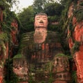 Leshan Giant Buddha carved into a mountain off the Min River in Sichuan. Royalty Free Stock Photo