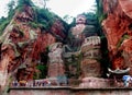 Giant Buddha statue near the city of Leshan in Sichuan province in China Royalty Free Stock Photo